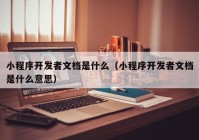 小程序開發(fā)者文檔是什么（小程序開發(fā)者文檔是什么意思）