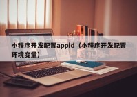 小程序開發(fā)配置appid（小程序開發(fā)配置環(huán)境變量）