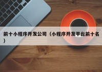 前十小程序開發(fā)公司（小程序開發(fā)平臺前十名）