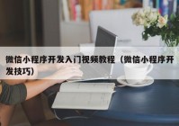 微信小程序開發(fā)入門視頻教程（微信小程序開發(fā)技巧）