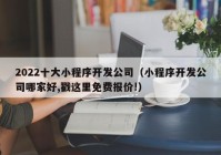 2022十大小程序開發(fā)公司（小程序開發(fā)公司哪家好,戳這里免費報價!）